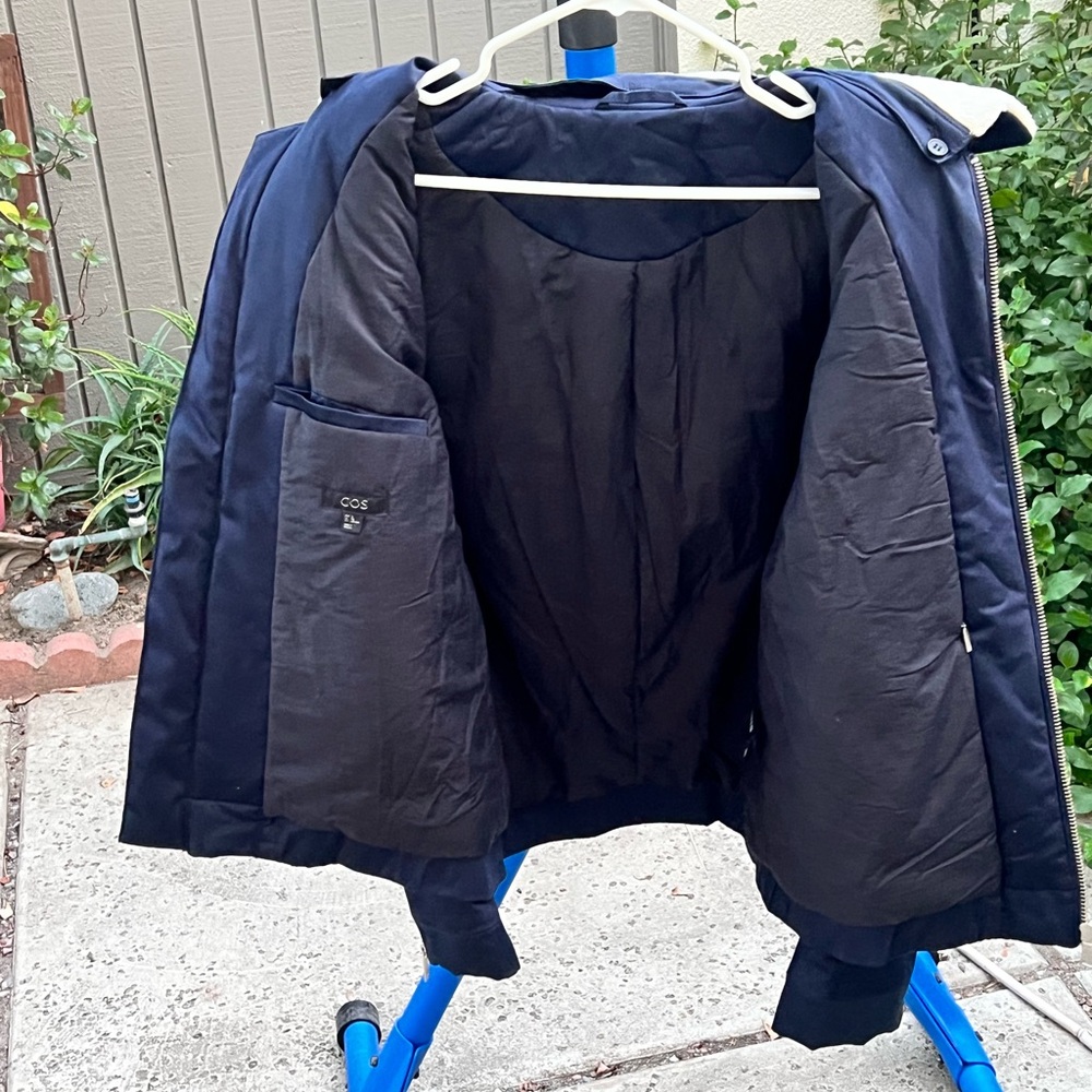 Cos Navy Jacket With Shearling Collar - image 3